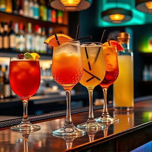 Artfully crafted cocktails at the bar, highlighting the restaurant's attention to detail in creating unique and refreshing beverages.