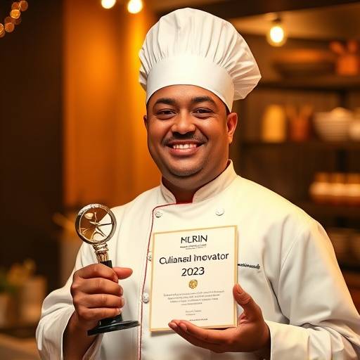 Chef Antoine receiving the Culinary Innovator of the Year Award 2023