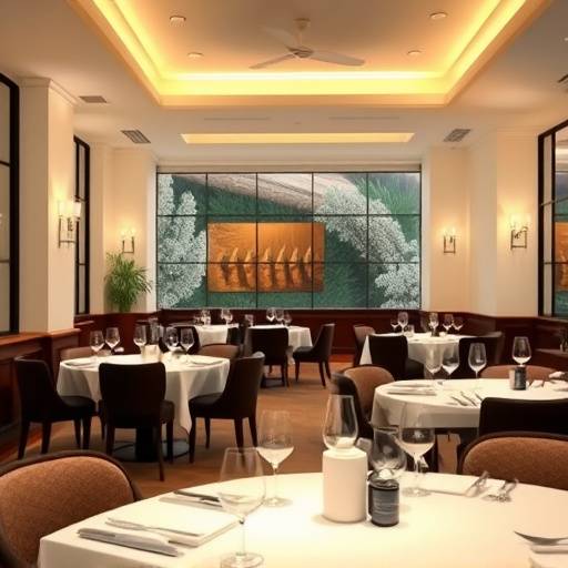 Elegant restaurant interior showing tables set for dinner
